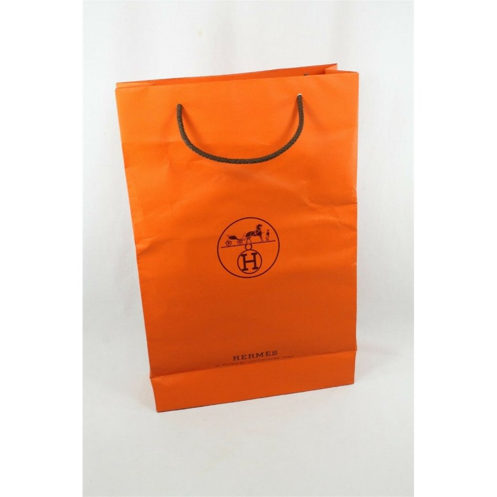 Hermes Paris Empty Paper Shopping Gift Bag Tote Orange 16.5 x 11